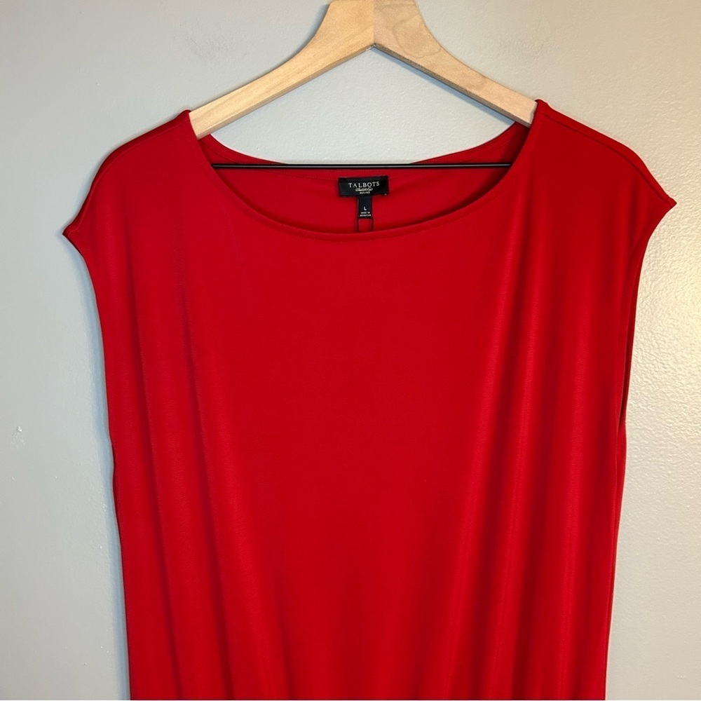 *NWT* Talbots Red Knit Dress with Boat Neck and Cap Sleeves, Size PL - Picture 4 of 9